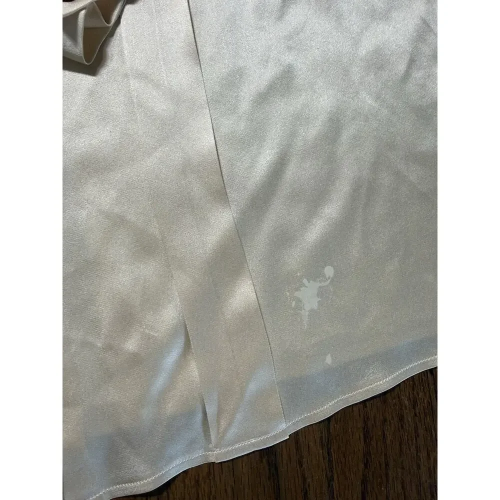 Need Clean!! Vintage CHANEL Boutique Silk Blouse Gold CC Buttons Size L C19